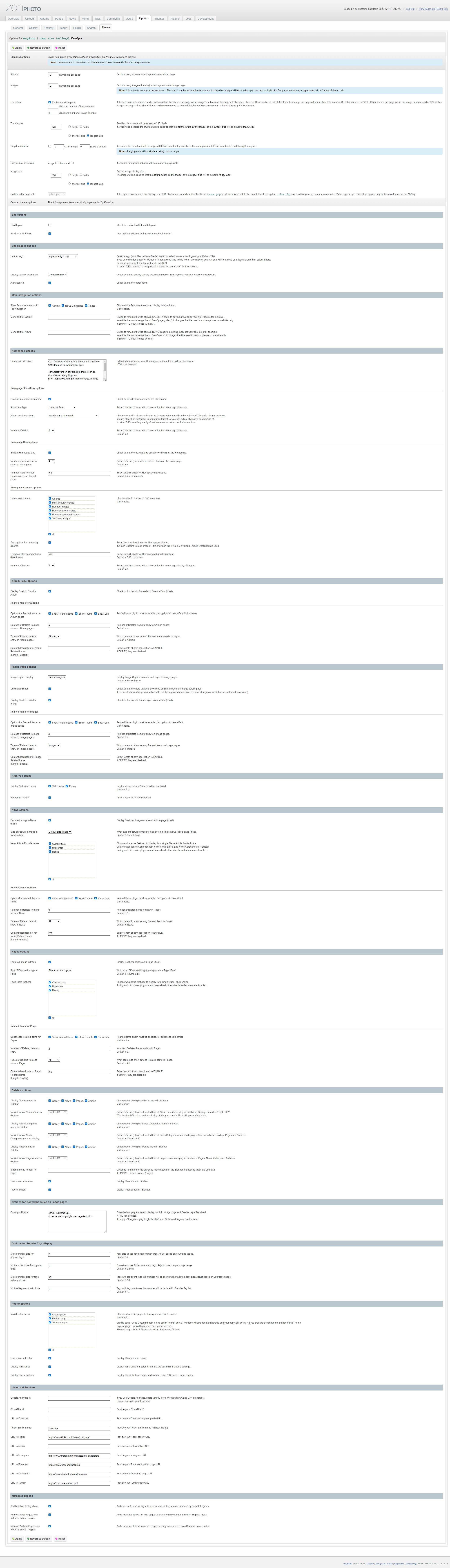 Paradigm ver. 1.6: Options